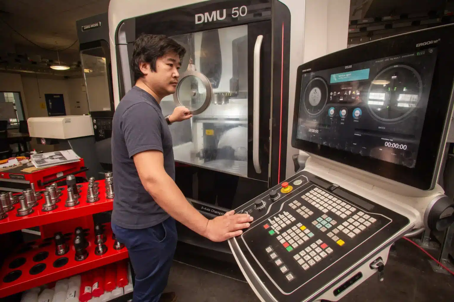 Man working on machine in a lab